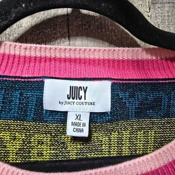 Juicy Couture Spellout Logo Rainbow Colors Sweater Size Medium NWOT - Picture 5 of 6
